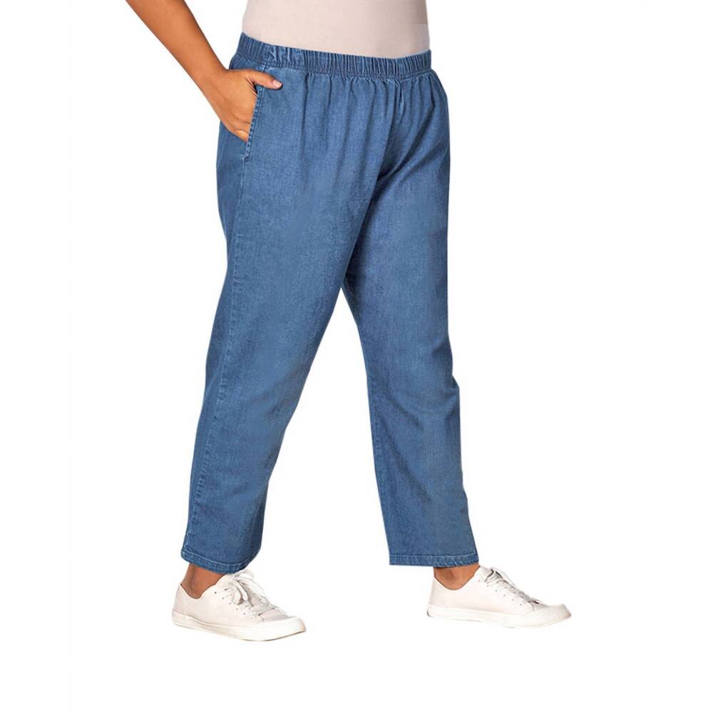 NEW ON THE PLUS SIDE plus size premium relaxed leg denim jeans in light wash den